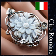 大きなお花のカメオリング写真 イタリア製のカメオ