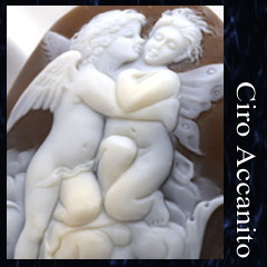 カメオ彫刻家による天使モチーフのカメオ