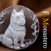 カメオ彫刻家モナステーロ氏が製作しました犬のカメオ