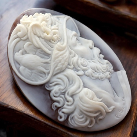 英雄アイアスのシェルカメオ フランコ・スカラ作 ギリシャ神話 男性像 立体彫刻カメオ